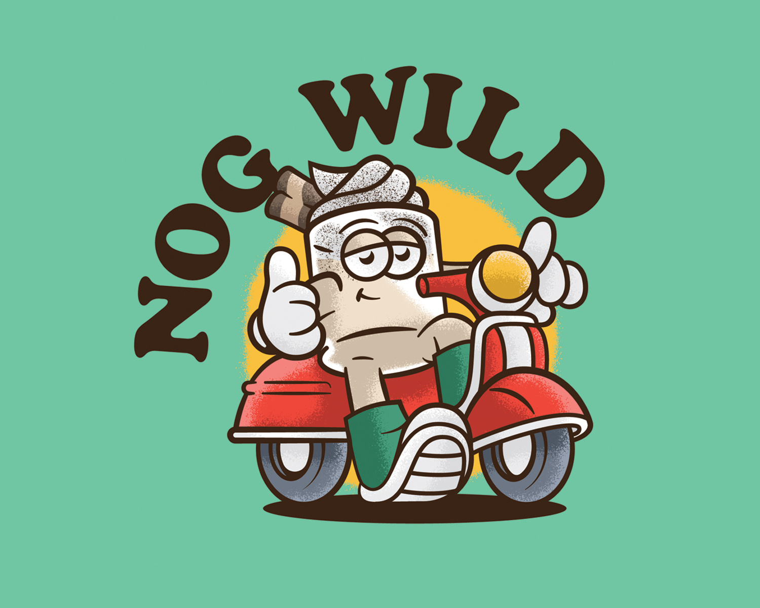 Nog Wild Eggnog Mascot cartoon character christmas design egg nog festive holiday illustration mascot nog