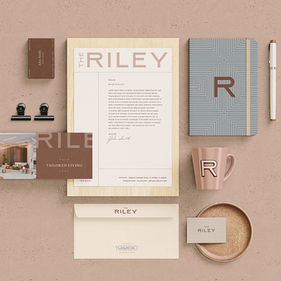 The Riley B-Side brand brand assets branding concept create creative design graphic design hotel icon identity illustration logo mauve pink vector
