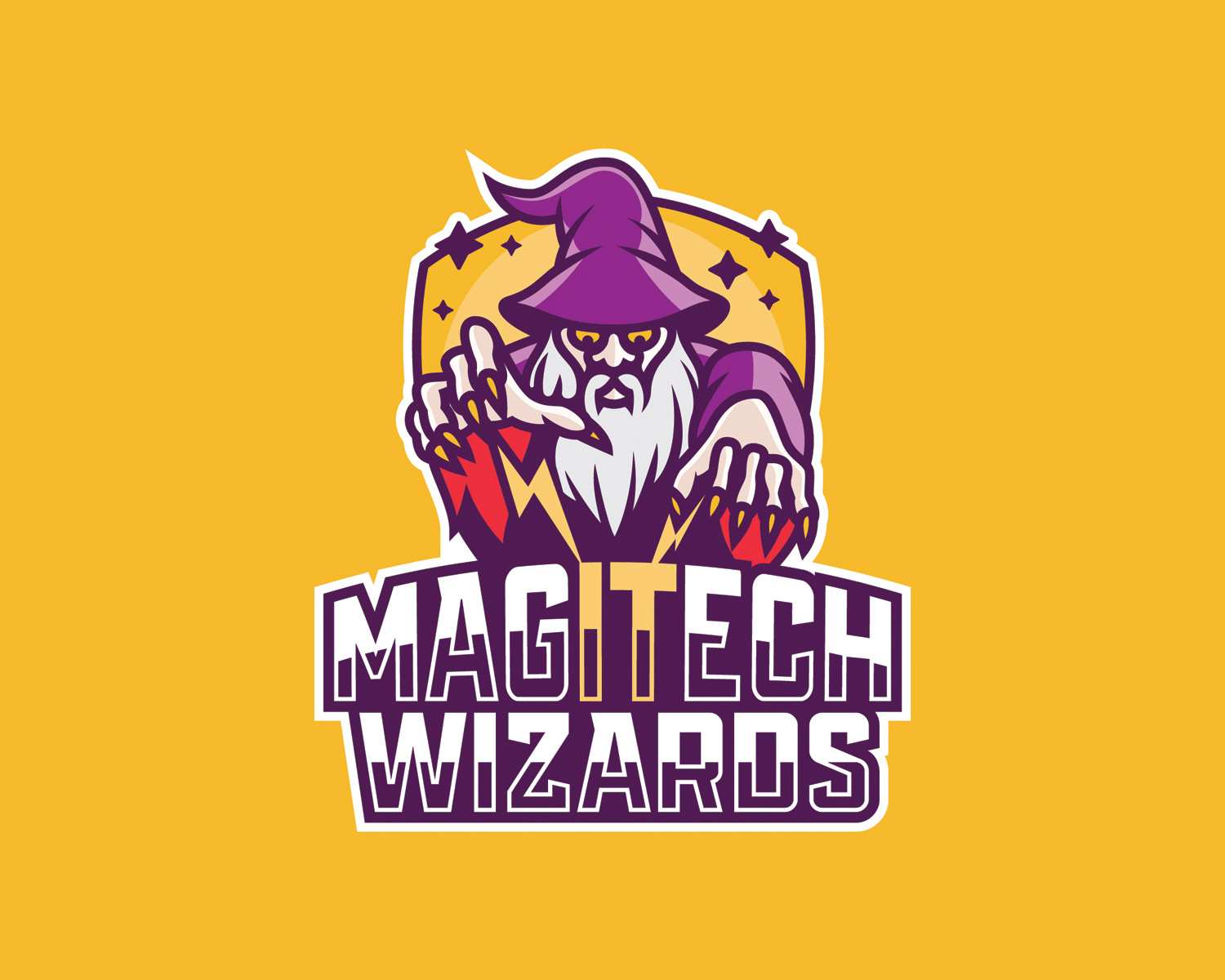 MagITech Wizards Logo Design american traditional branding character design it logo mascot sports wizard wizards