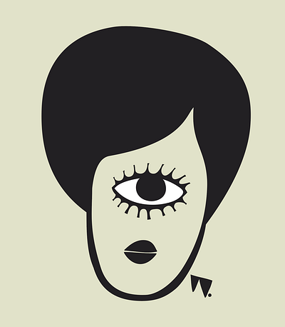 Cyclops Diva: Bernadette bizarre black and white cartoon cartoon illustration cartoon modern cartoon portrait cyclops diva hairdo illustration merch design minimalist odd spot illustration strange unusual weird weird girl