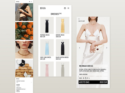 BEVZA — Online Shopping app bevza branding clothes design e commerce ecommerce elegance fashion interface mobile online shop shopping style ui uiux ukrain ukrainian