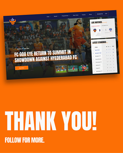 Landing page design for FC Goa, a soccer club from India branding design graphic design logo ui vector webdesign website