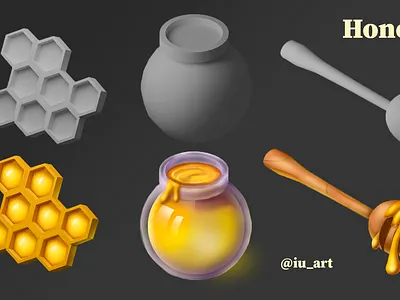 Сute jar with Honey 2d 3d casual art casual game digital art digital illustration gamedev icon illustration props render