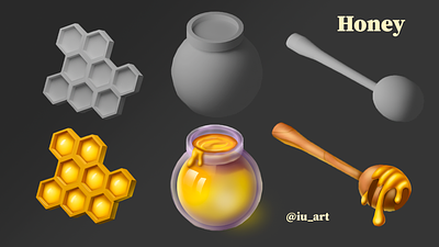 Сute jar with Honey 2d 3d casual art casual game digital art digital illustration gamedev icon illustration props render