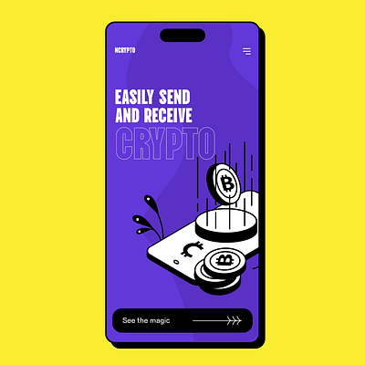 Mobile design for a crypto app branding design graphic design illustration logo ui ux vector webdesign website