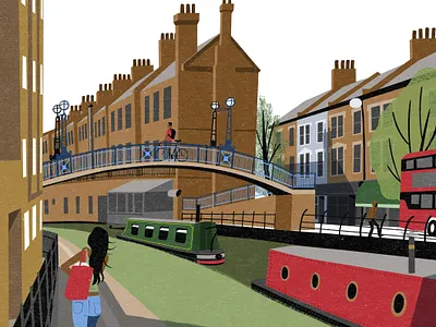 Grand Union Canal, by Harrow Road canal illustration london tourism travel