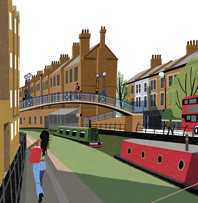 Grand Union Canal, by Harrow Road canal illustration london tourism travel