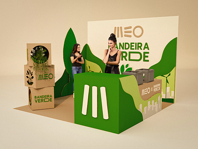 Brand Activation - Stand Render: MEO x Bandeira verde 3d brand activation branding design graphic design
