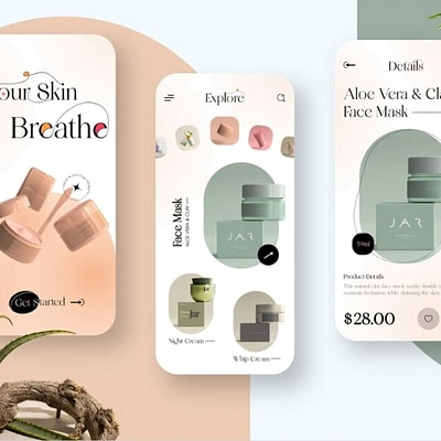 JAR skin care products app aloe vera app care clay design facewash figma skin ui