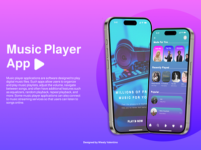 Music Player App | UI/UX Design adobe xd app coloring figma graphic design mobile app mobile design mockup music music player app typography ui uiux user experience user interface ux web web design website