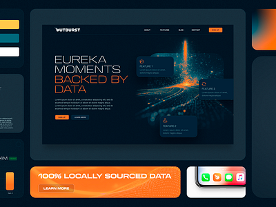 O U T B U R S T ai bento branding dark mode ui website