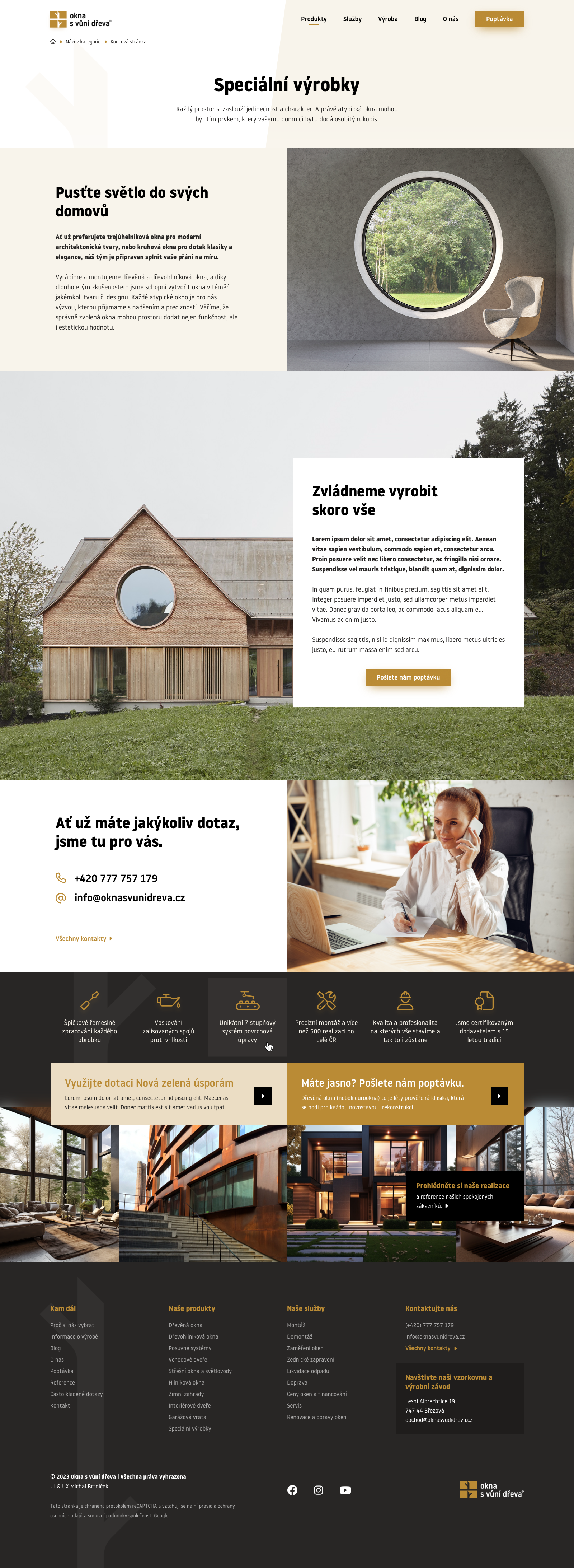 Okna s vůní dřeva design shop ui web webdesign website wev windows wood