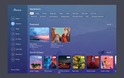 Meditation Website- Peace Music Ui Design app design figma ios landing landing page landing ui meditation mobile music ui uiux ux web website