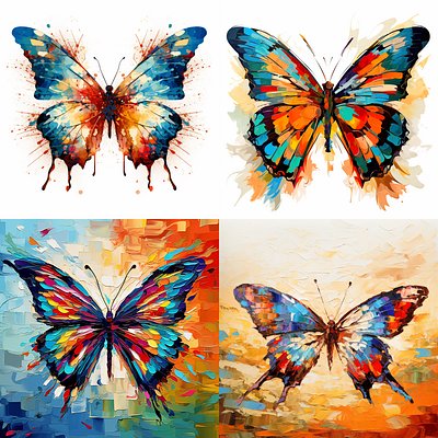 Impasto Style Butterfly Clipart Collection