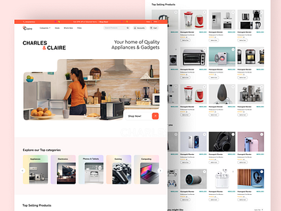 E-commerce Landing Page for Home Appliances and Gadgets cart ecommerce landing page modern shopping ui