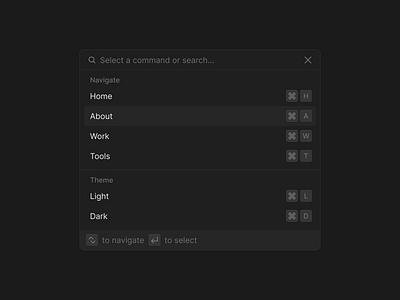 Command Menu command dark design menu mode portfolio ui ux web