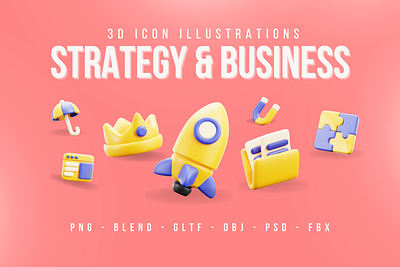 Strategy & Business 3D Icon Pack 3d 3d icon 3d icons 3d illustration 3d illustrations business design icon illustration startup strategy ui