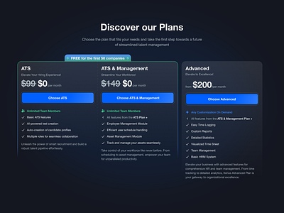 Subscription Plans - Pricing Section dark ui pricing subscription