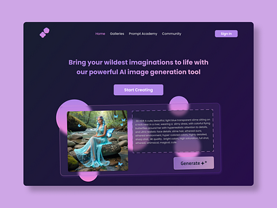 AI image generator website ai design figma figmadesign herosection imagegenerator landingpage ui uidesign webdesign