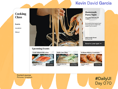 #DailyUI Day 70: Event Listing cooking cooking class dailyui event events upcoming