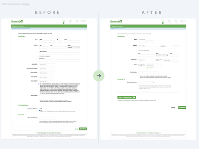 Greensky Form Design Practice after before brand design form form design home improvement mortgage practice ui