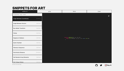 SNIPPETS FOR ART app branding front end graphic design interface library motion graphics react tool ui