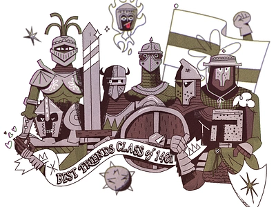 Knights ⚔️ armor character character design eyes friends helmet illustration illustrator knight outline shield simple sword vector