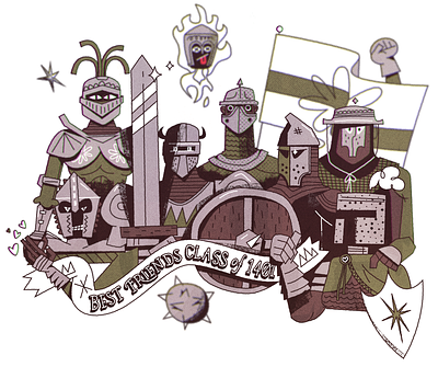 Knights ⚔️ armor character character design eyes friends helmet illustration illustrator knight outline shield simple sword vector