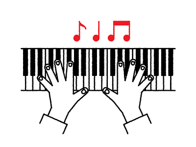 Tickle The Ivories black chris rooney fingers hands illustration instrument keys music piano play red white