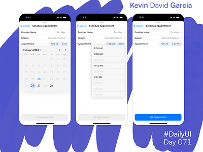 #DailyUI Day 71: Scheduling dailyui date health health care healthcare ios schedule scheduling time