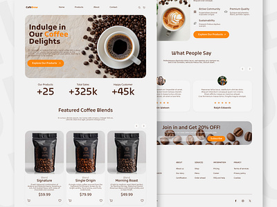 CafeBrew Your Ultimate Destination for Exceptional Coffee design figma landing page design layout online coffee shop ui ui design uiux uiux design web design website website design