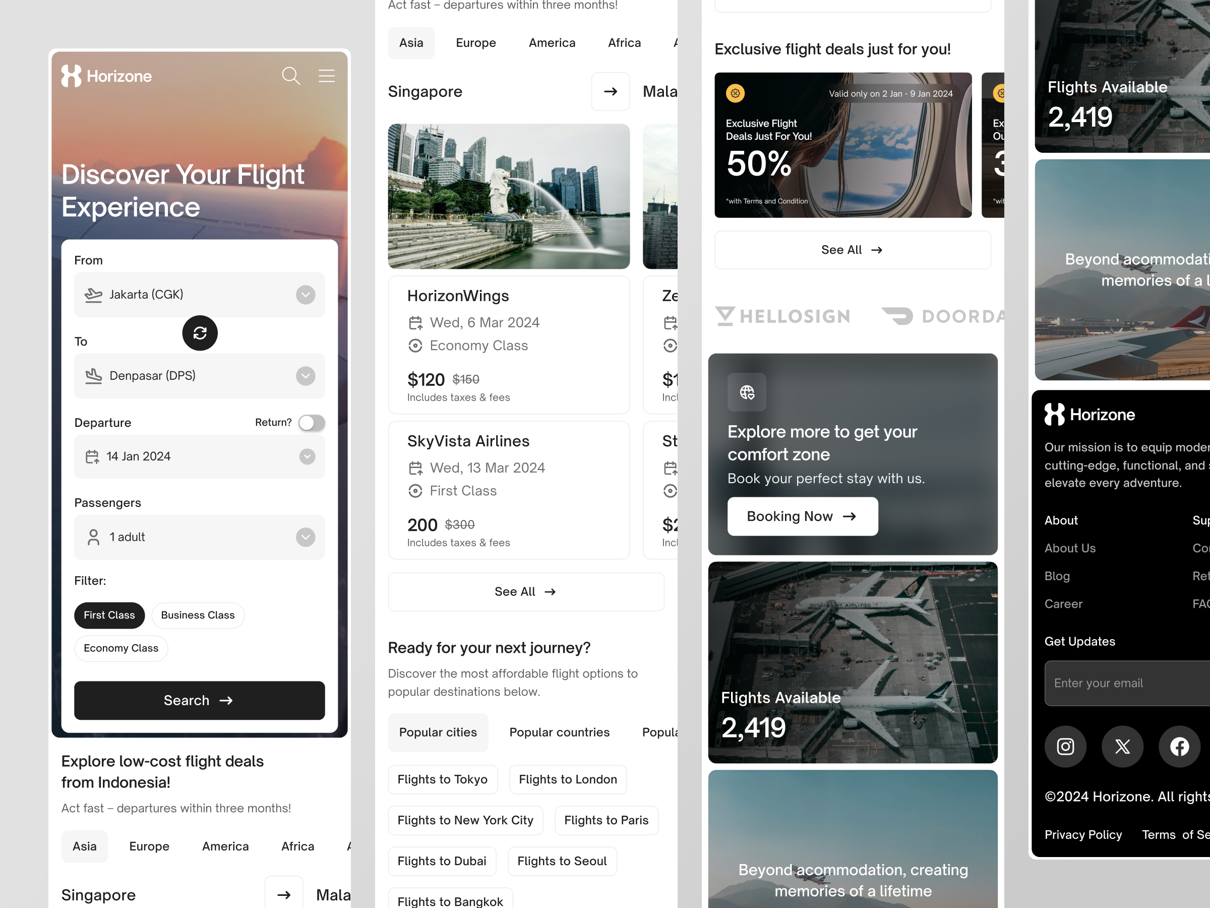 Horizone - Flight Page [Responsive] airplane airport booking ticket clean design landing page ticket traveling ui web website