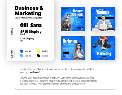 Webinar Social Media Post Templates blue business corporate editable education event graphic design illustrator marketing office promotion seminar social media template trend vector webinar