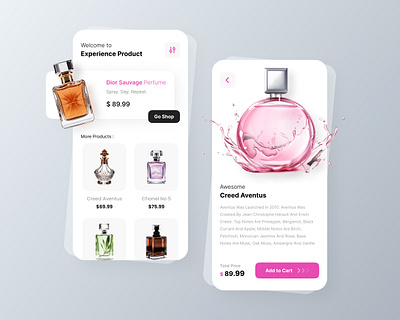 Perfume Shop App Design app design application branding graphic design mobile app online shop perfume shopping top trending ui uiux