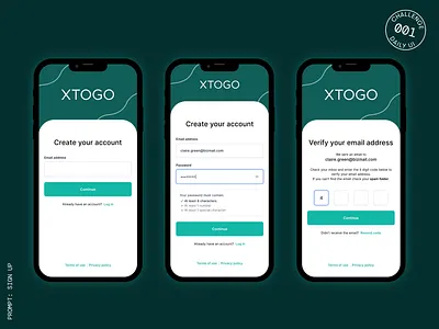 Account sign up / UI concept interaction design mobile first design ui ux