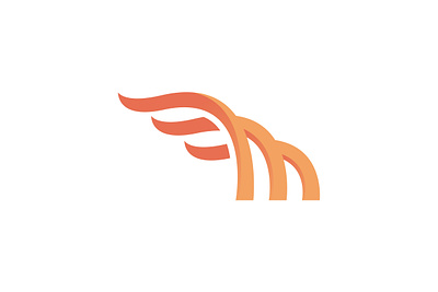 Dynamic M Wing Logo 3d alphabet brand branding design dynamic exclusive feather initial letter logo m modern orange sale simple wave waving wing winged