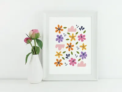 Abstract Flowers Poster abstract abstract flower art botanical floral florals flower flowers graphic design hand drawn illustration poster simple flower summer vector wildflower