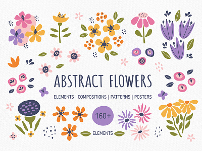 Abstract Flowers Bundle abstract flower abstract shape botanical poster floral clipart flower bundle flower pattern flower silhouette flowers poster hand drawn illustration leaf meadow modern floral nature plant spring garden summer flowers vector wildflower clipart wildflowers