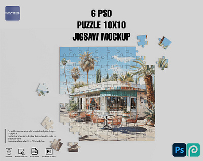 Puzzle Mockup Jigsaw Mockup 6 PSD puzzle packaging mockup puzzle set mockup riddle solving artwork mock