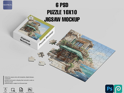 Puzzle Mockup Jigsaw Mockup 6 PSD puzzle packaging mockup puzzle set mockup