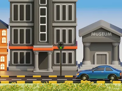 City Traffic Bustle 3D Animation automobile building busy car city highway illustration landmark light street traffic transportation travel urban vehicle