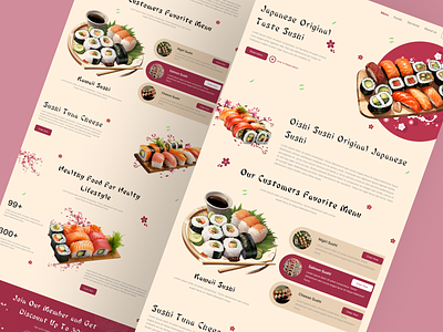 Sushi Restaurant Landing Page branding clean delivery design eat ecommerce food food delivery homepage illustration japanese food landing page modern product design restaurant sushi ui web web design website