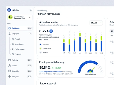 Relink - HR Management Dashboard 💼 analytics clean company dashboard design hr management human resources organization simple statistic ui ux