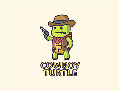 Cowboy Turtle cartoon character colorful cute design graphic design icon illustration logo mascot turtle cowboy