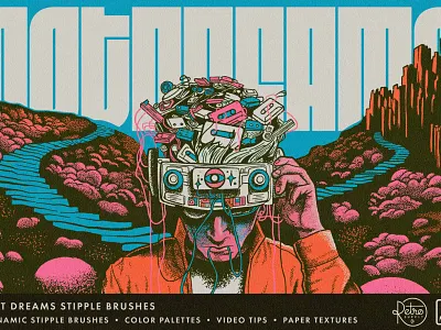 Dot Dreams Artwork art branding design graphic design illustration retro stipple