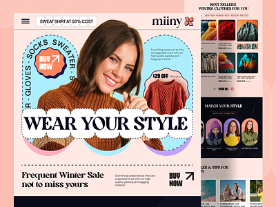 Miiny - Winter Clothes Store Landing page design ecommerce illustration land landing page minimal ui uiux user interface webdesign website