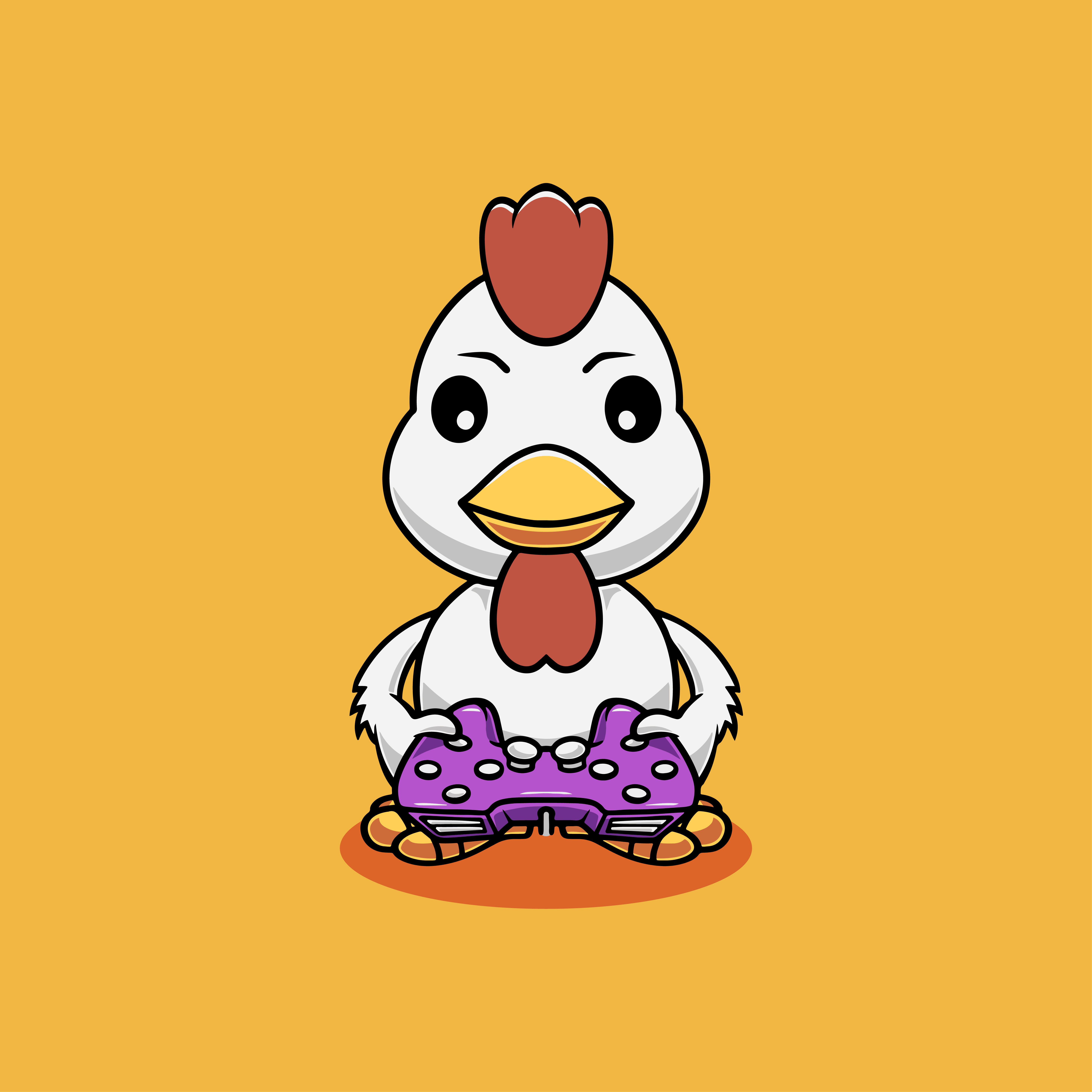 Cute chicken playing game cartoon illustration hen