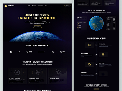 Landing Page for UFO Sighting Platform 3d crypto design figma futuristic landing page product design ui uidesign ux webdesign