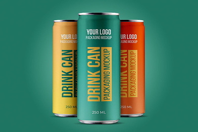 Drink Can Packaging Mockups 250ml aluminium beer beverage branding can can mock up can mockup cola cold drink can packaging mockups drop drops energy drink logo mockup mock up mockup packaging photorealistic