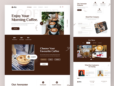 Coffee Landing Page 3d analytics animation app ui branding cards coffee design figma graphic design landingpage motion graphics ui